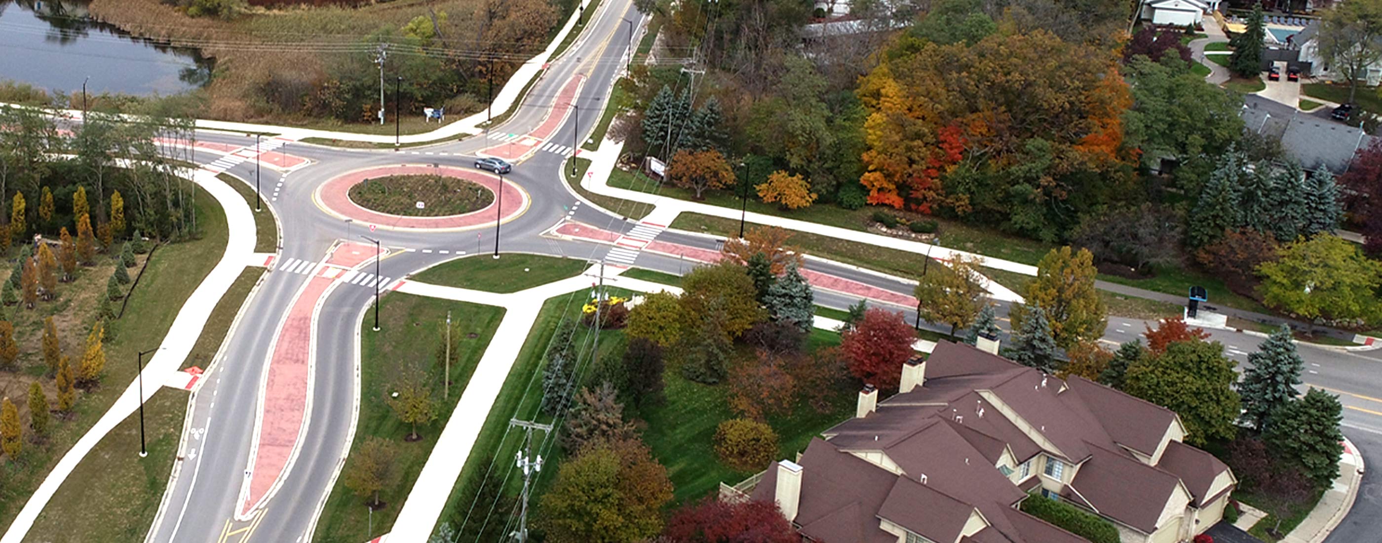 OHM Advisors completed a roundabout design at the highly-traveled intersections of Nixon, Green and Dhu Varren roads.