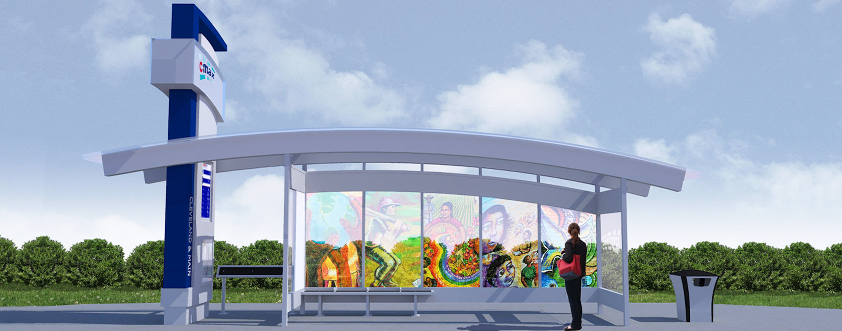 A rendering of local artwork at one of the CMAX stations.