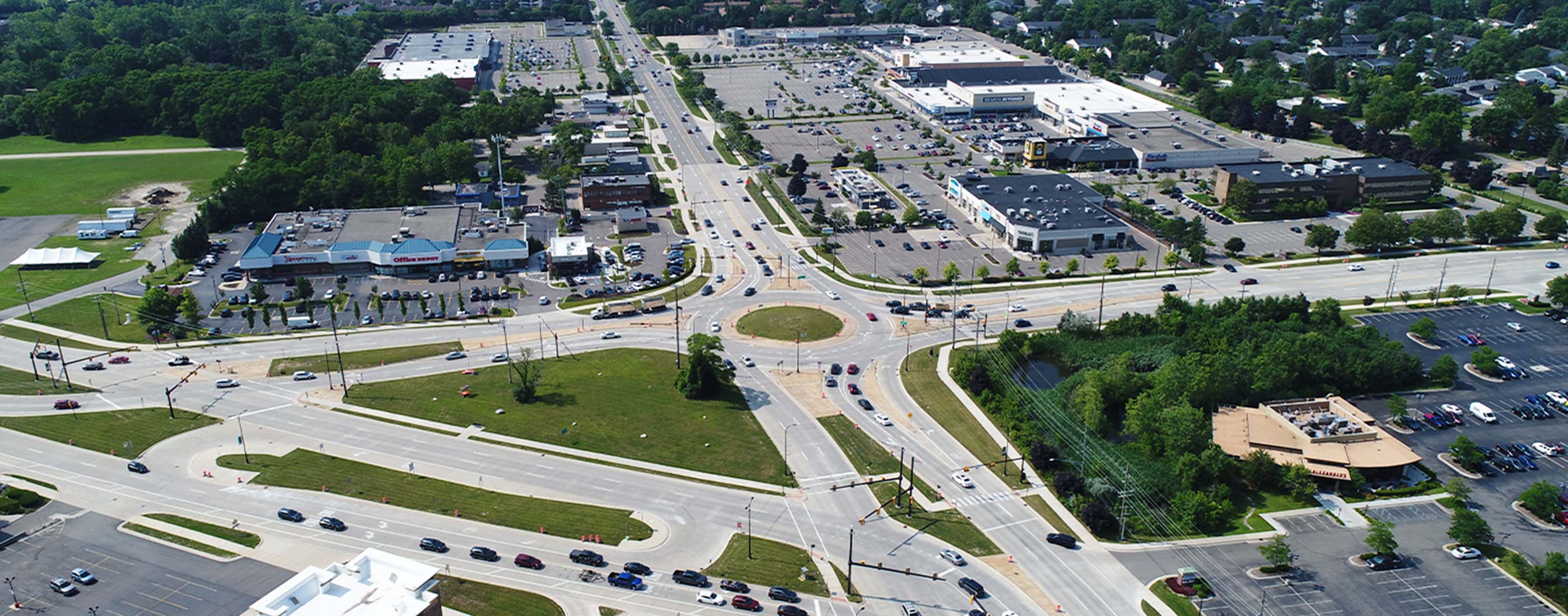 The Orchard Lake Boulevard included reconstruction from a 5-lane road to a 4-lane boulevard.