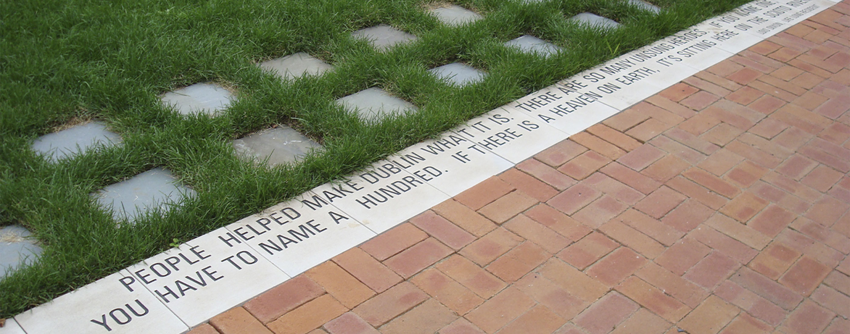 Life long resident quote stamped in BriHi Square's town center.