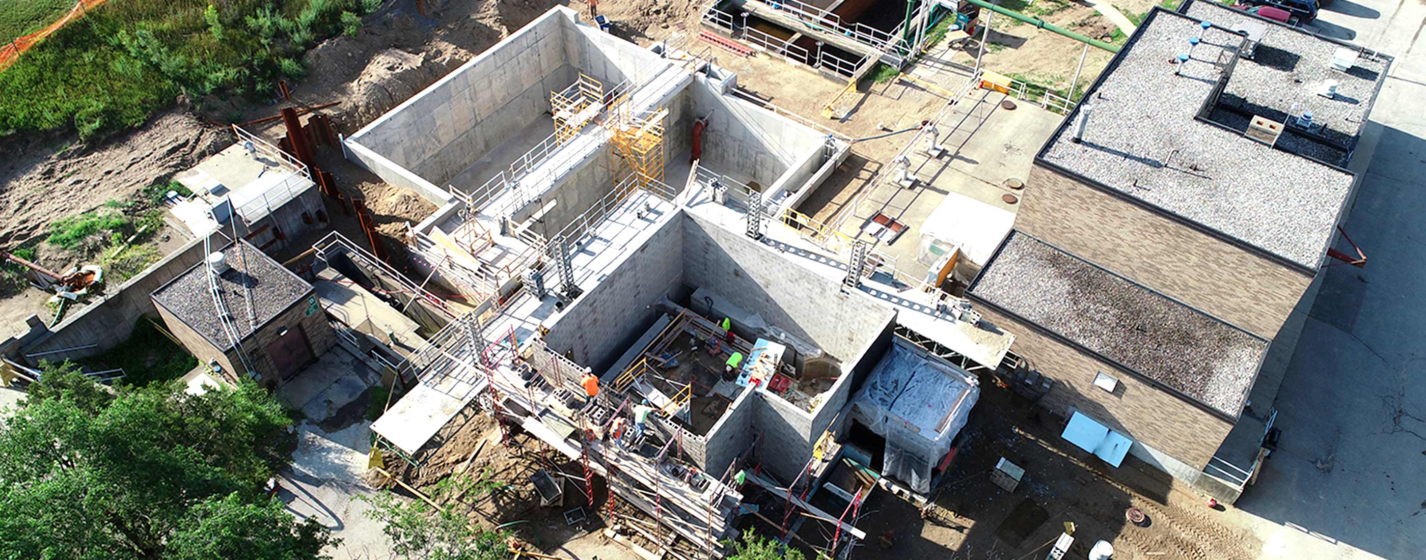 Construction of the Village of Milford's wastewater treatment plant.