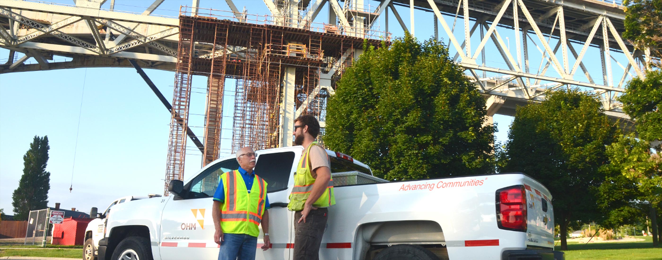 OHM Advisors’ construction engineers on-site during the Blue Water Bridge preservation.