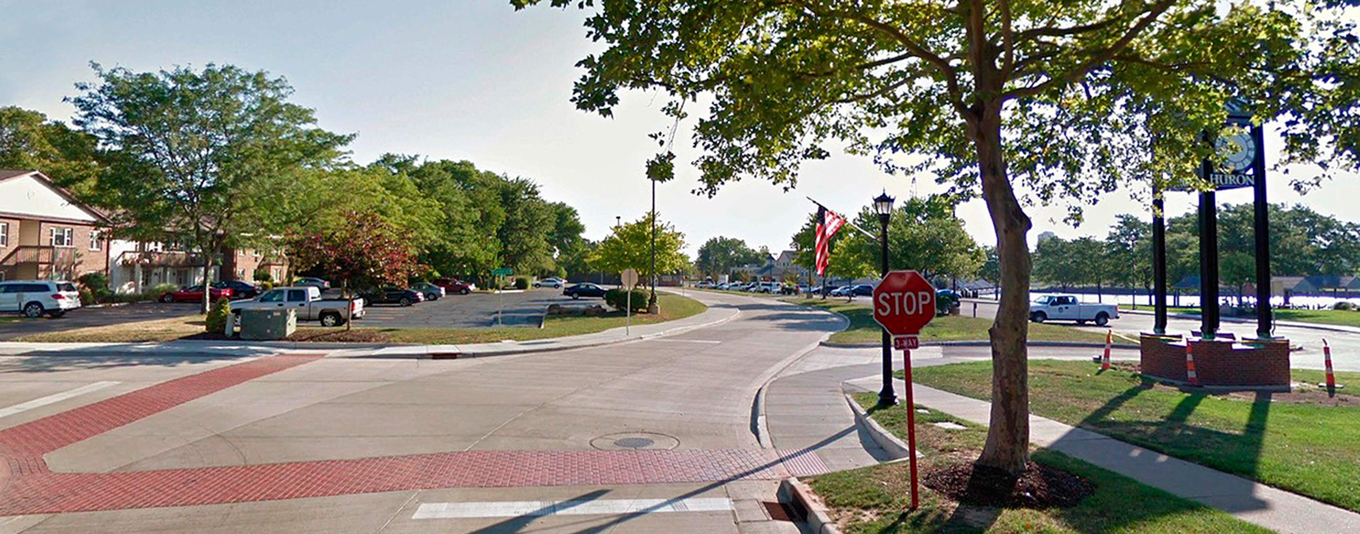 Huron, Ohio’s updated streetscape by OHM Advisors includes new traffic signage.