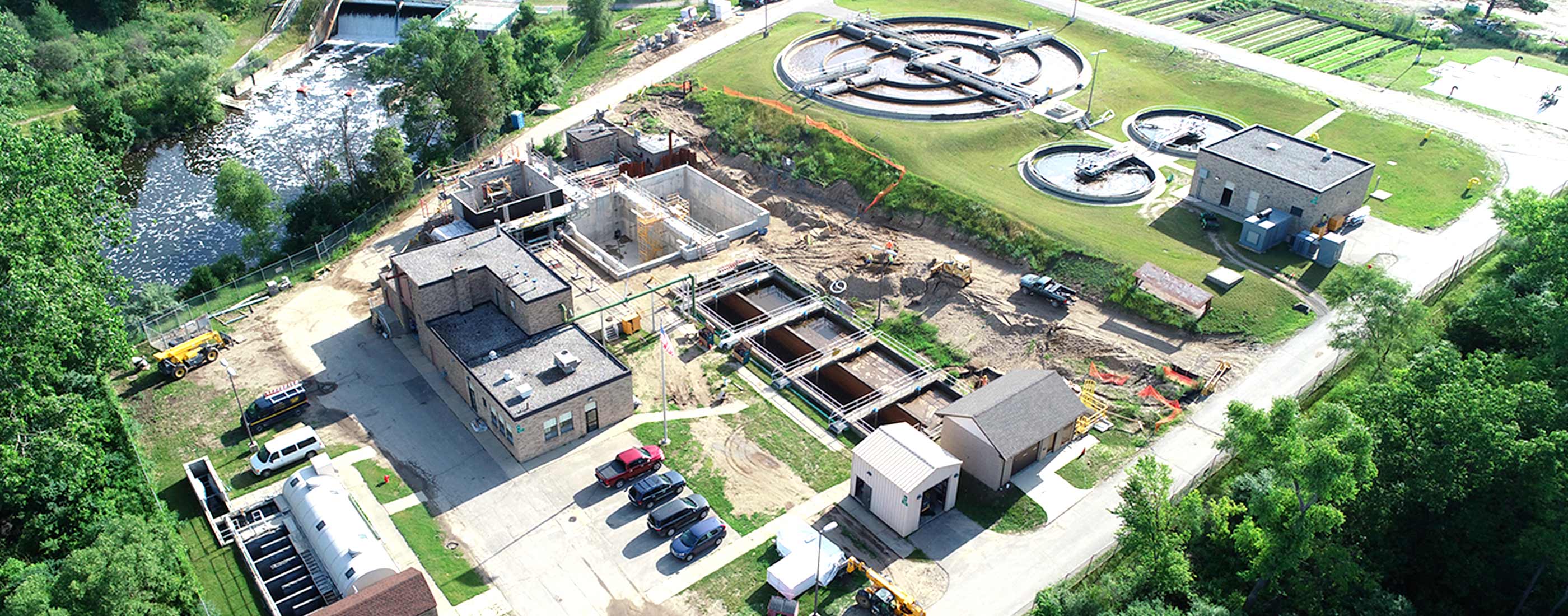 An aerial view of the Village of Milford's wastewater treatment plant improvement.