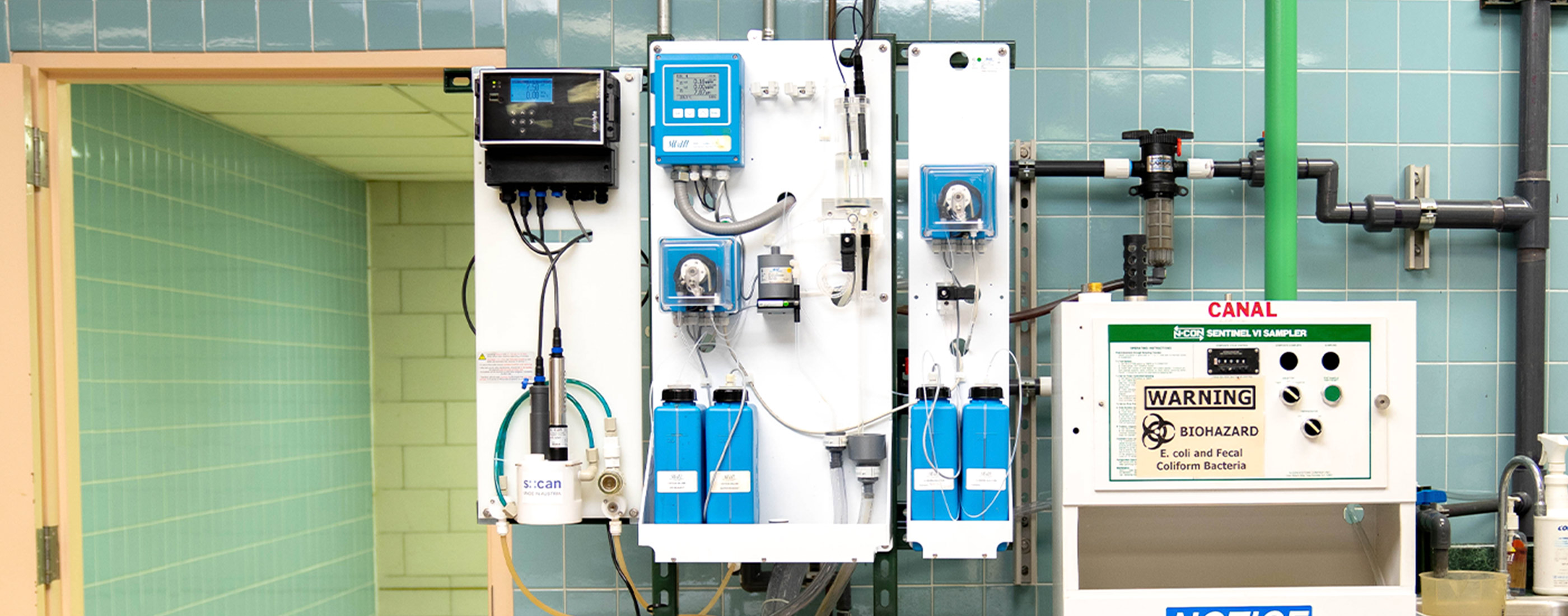 Automated Total Residual Chlorine monitoring at the Chapaton Retention Basin.