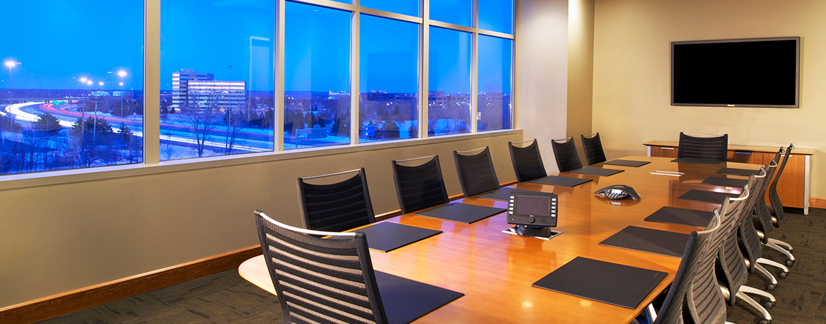 Conference room inside IGS Energy's LEED-NC corporate headquarters building.