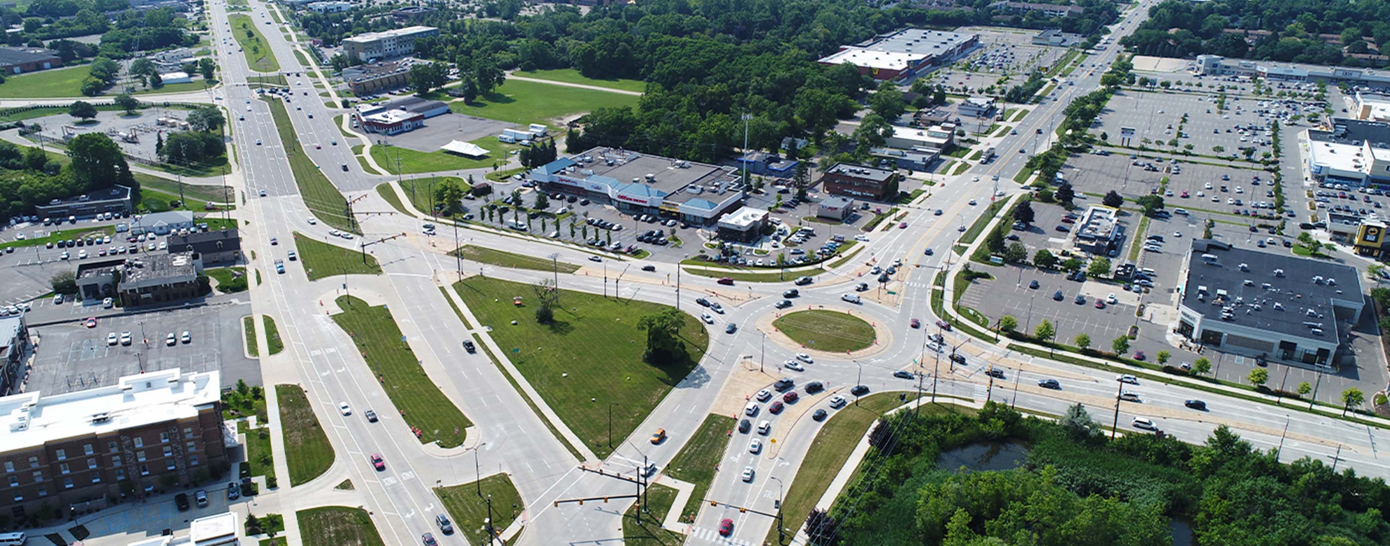Traffic flows smoothly throughout the Northwestern Connector Triangle and Orchard Lake Boulevard.