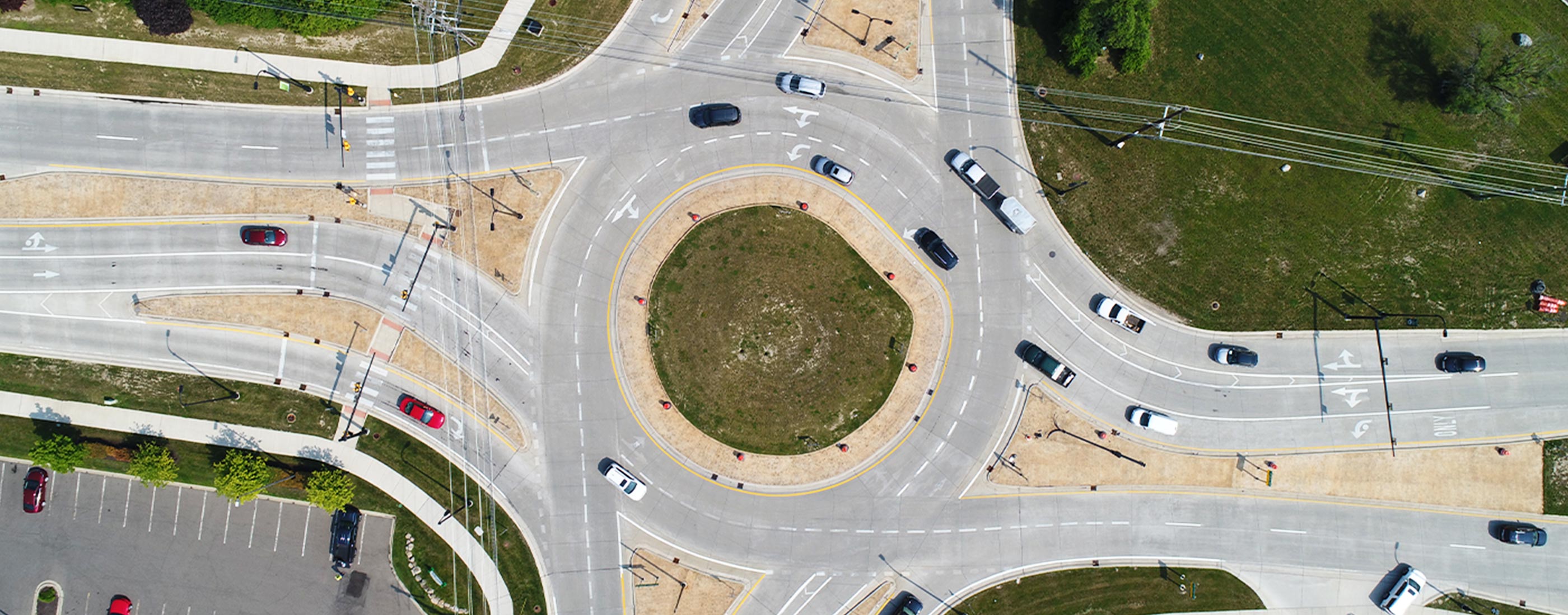 A closer look at the Northwestern Connector Triangle's multi-lane roundabout.