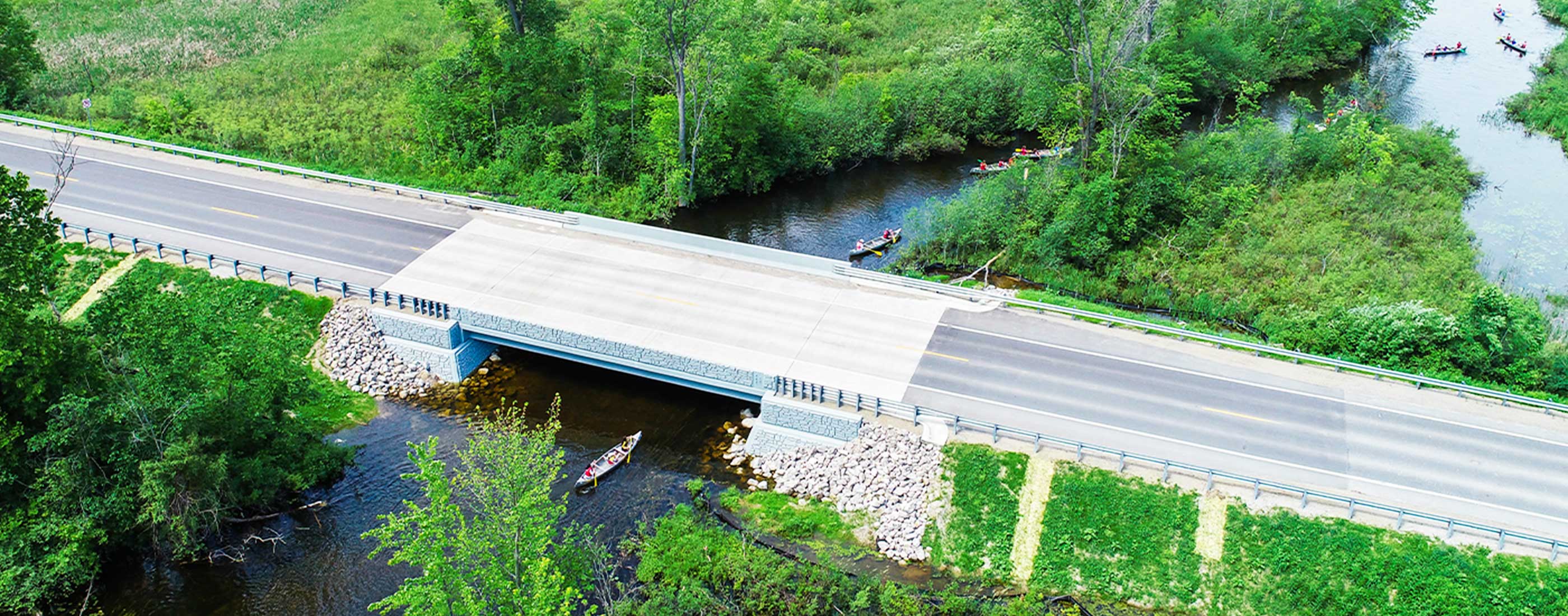 The Wixom Road bridge replacement accommodates park-going canoe and kayak traffic traveling.