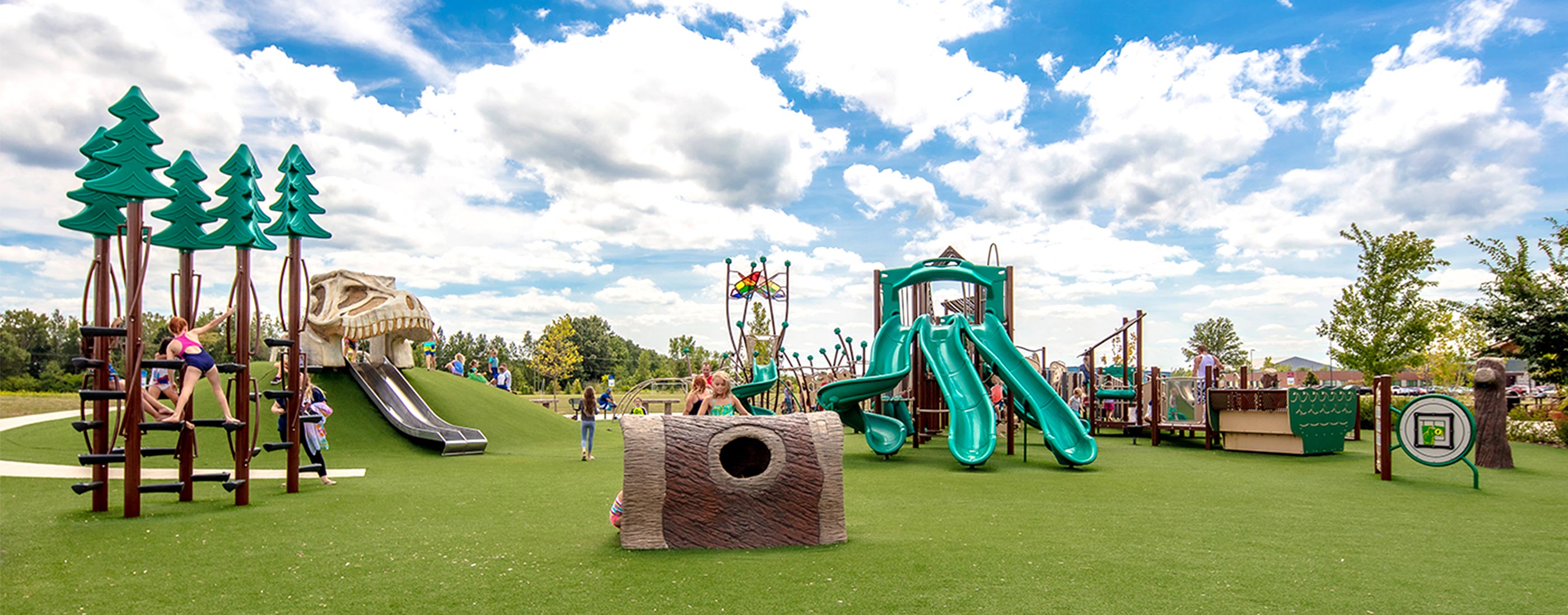 Children play at the Veterans Memorial Park in Delaware, Ohio.