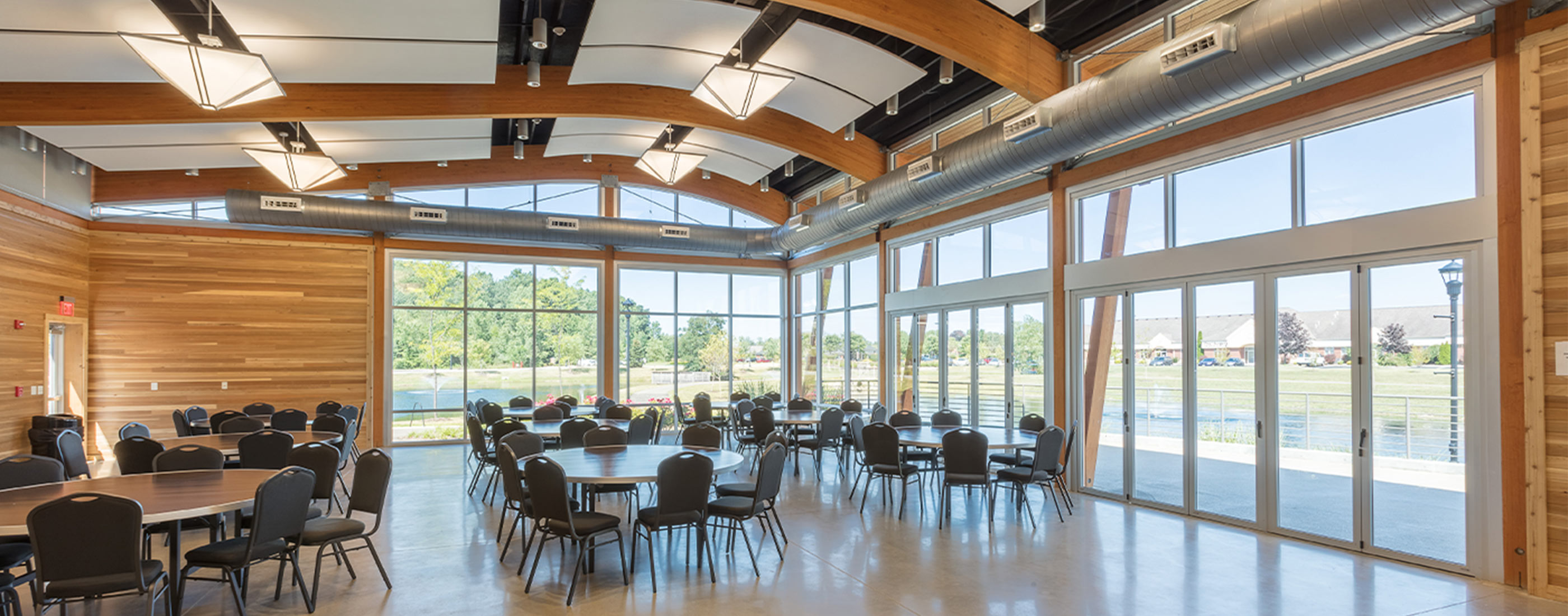 An indoor view of the City of Green Central Park's community building.