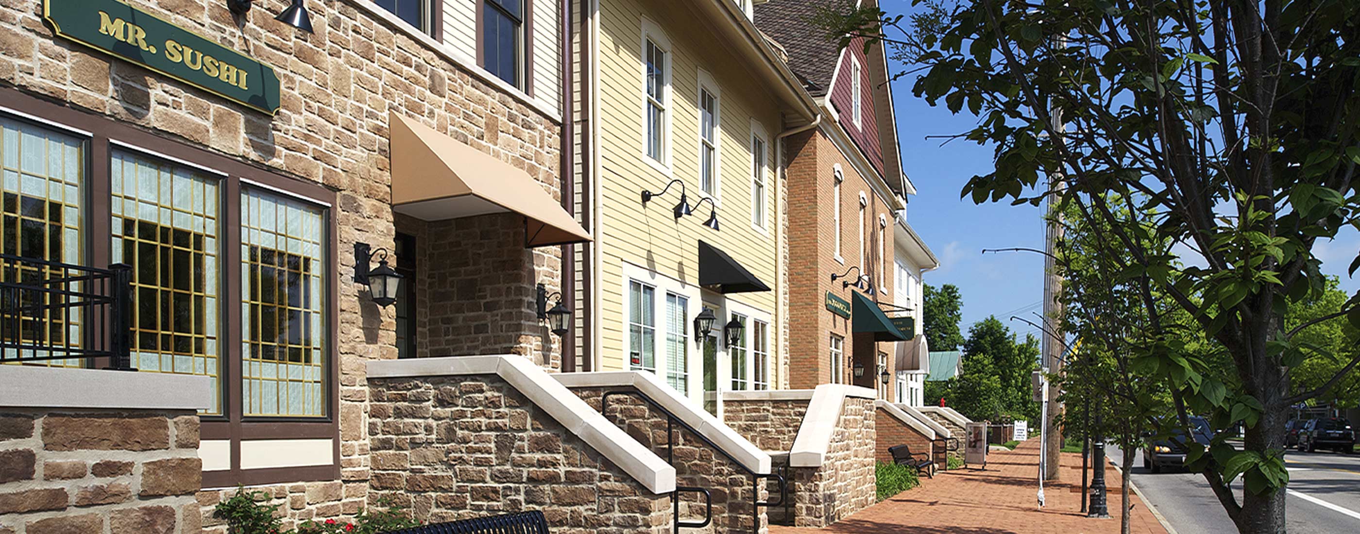 Shops within BriHi Square's quaint historic downtown.