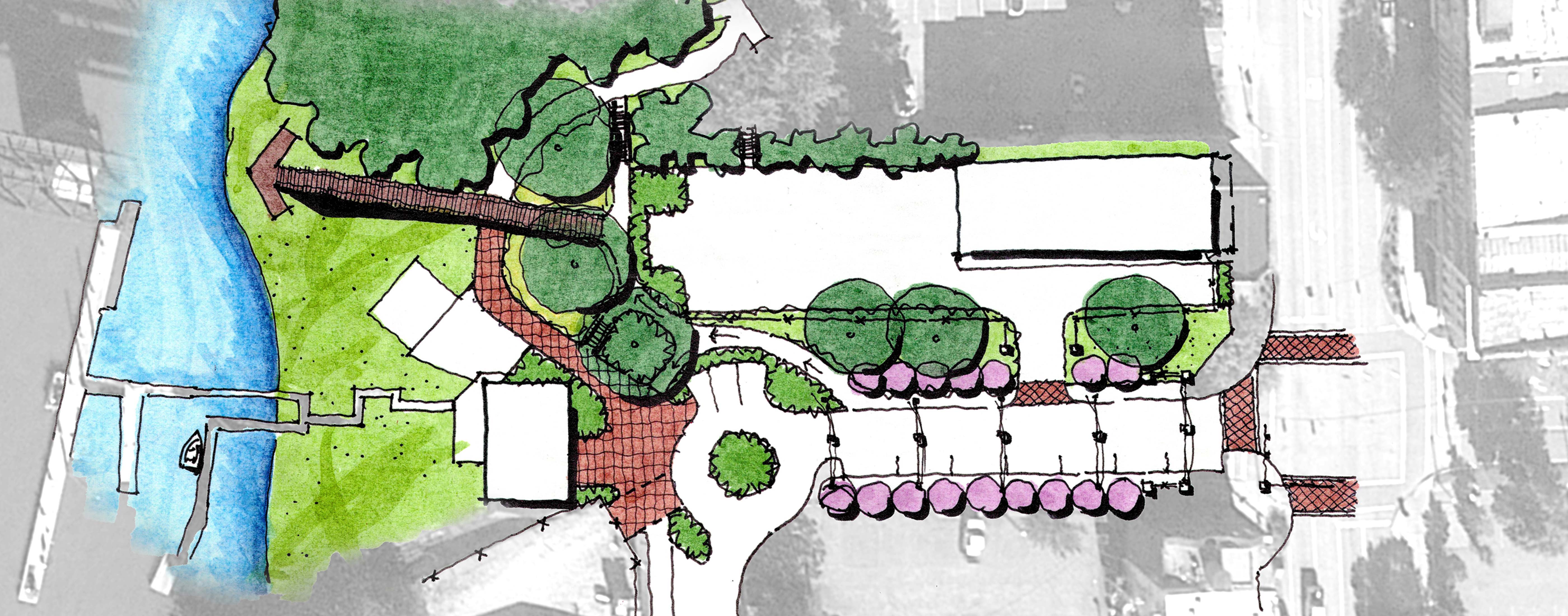 A sketch of the envisioned Butler Street in Downtown Marietta, Ohio.