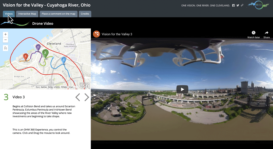 OHM Advisors captured drone videos of the Cuyahoga River Valley and placed them in an interactive map.