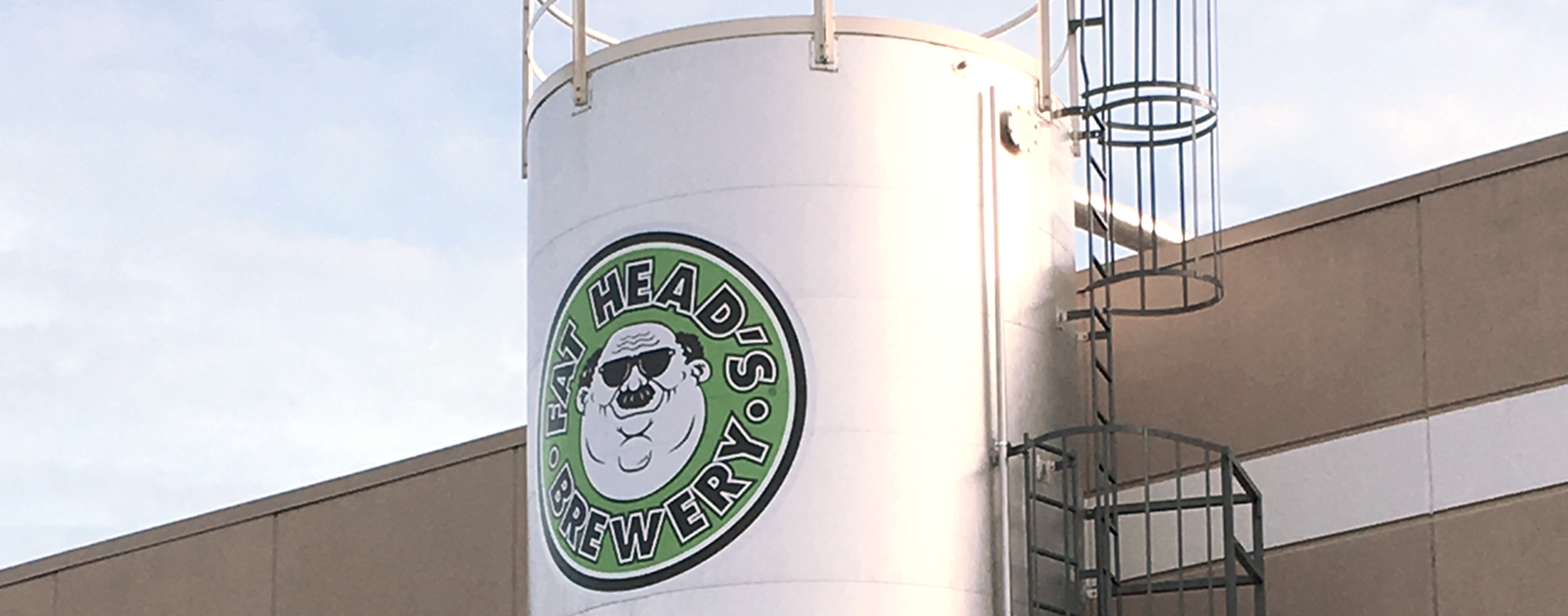 A zoomed in photo of Fat Head's Brewery spent solids silo.
