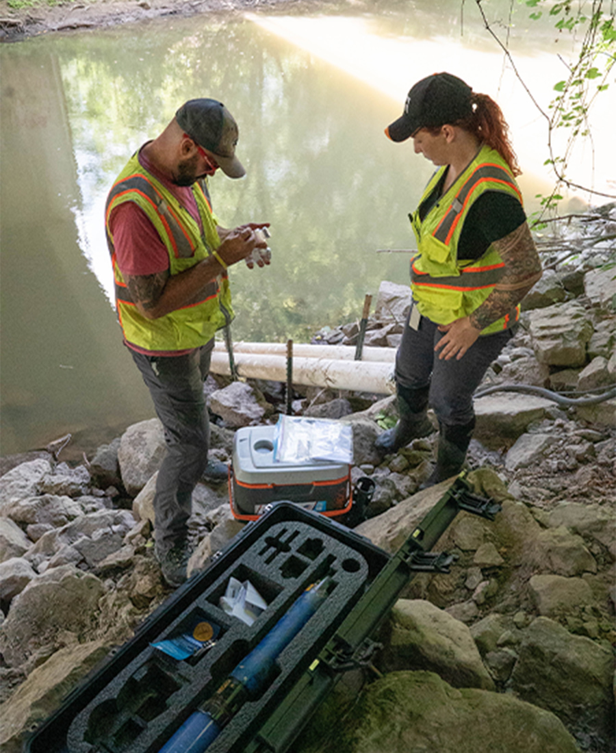 Clinton River monitoring work by team at North Branch