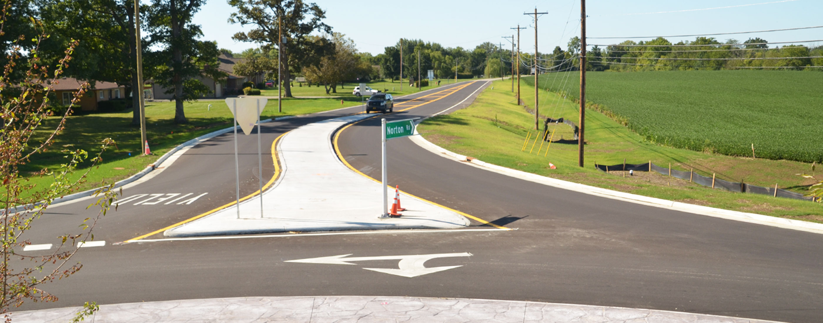 View of Norton Road from the Norton Johnson roundabout