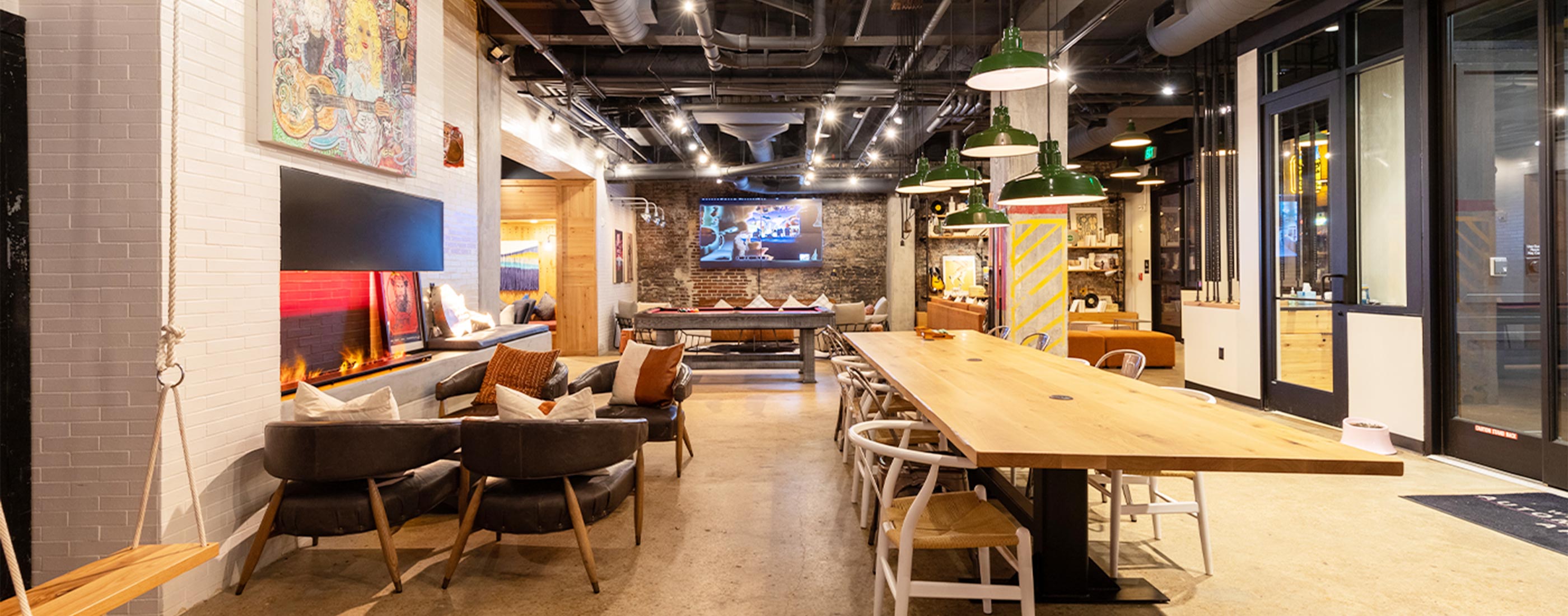 Interior shot of the lobby inside the Moxy Hotel