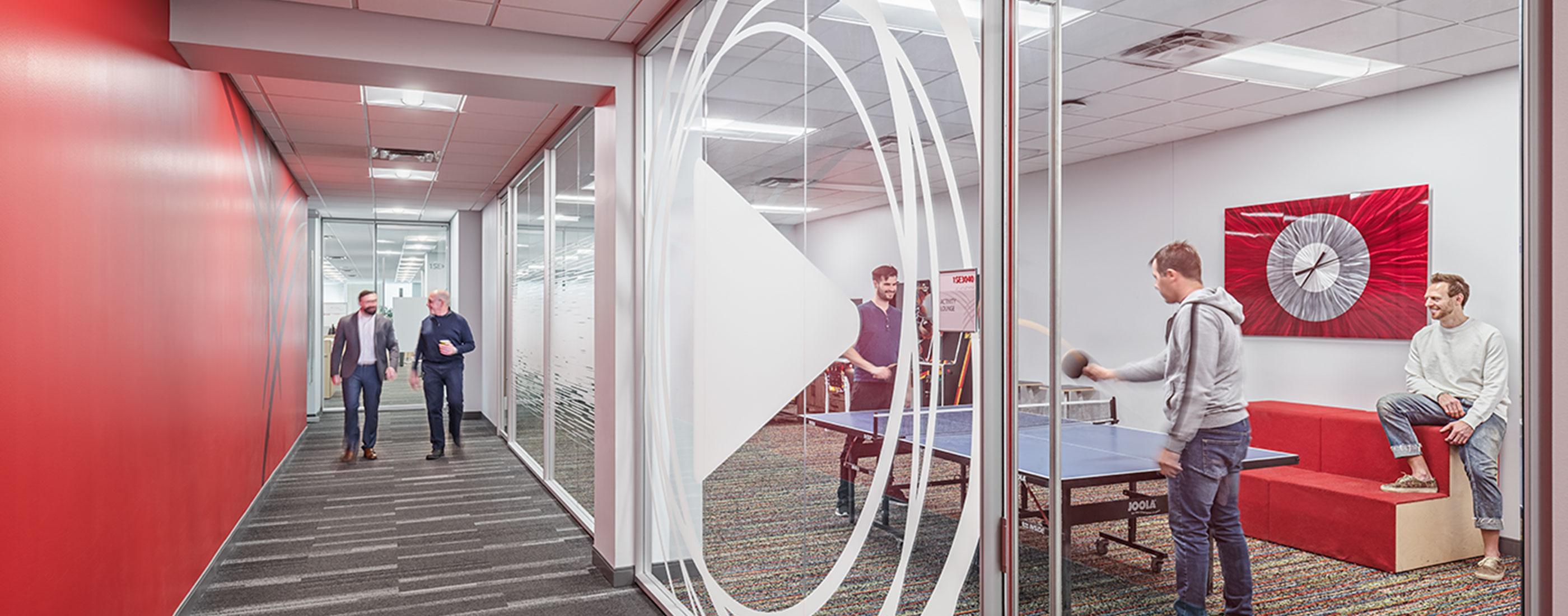 Cardinal Health South Campus hallway and rec room