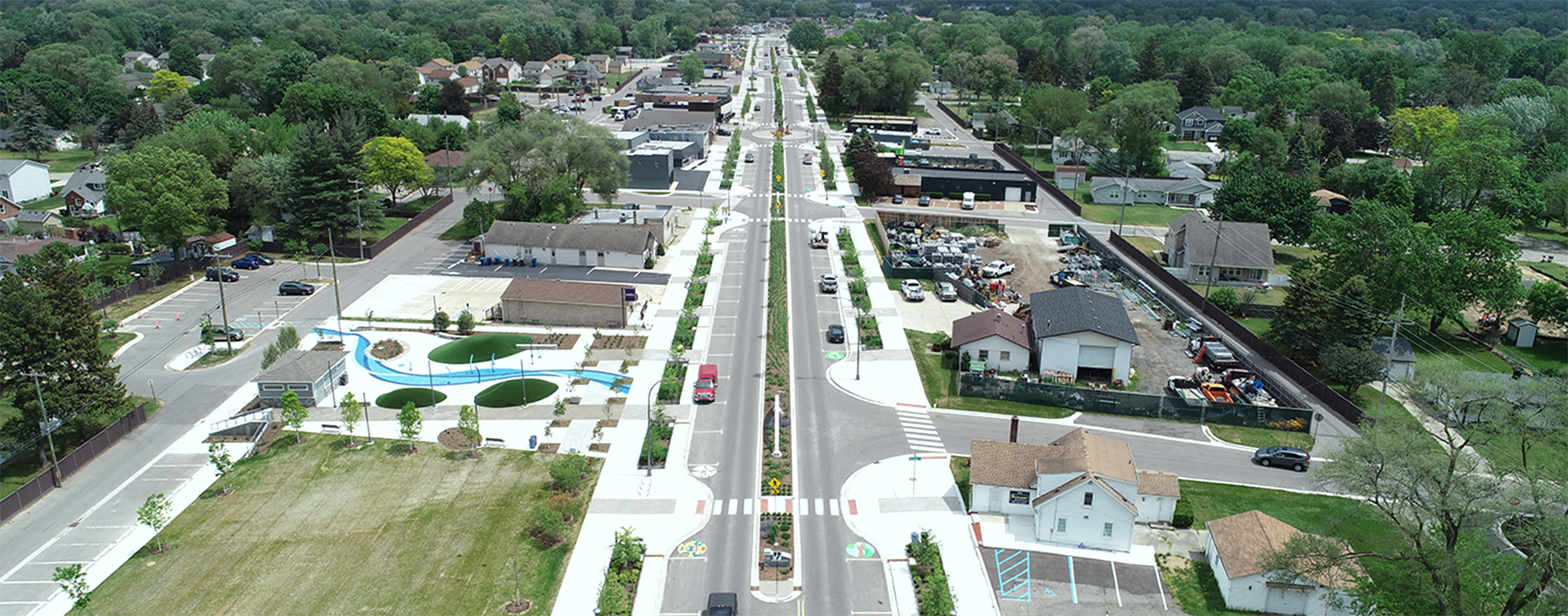 Aerial view of Auburn Road Corridor and Emmons Plaza.