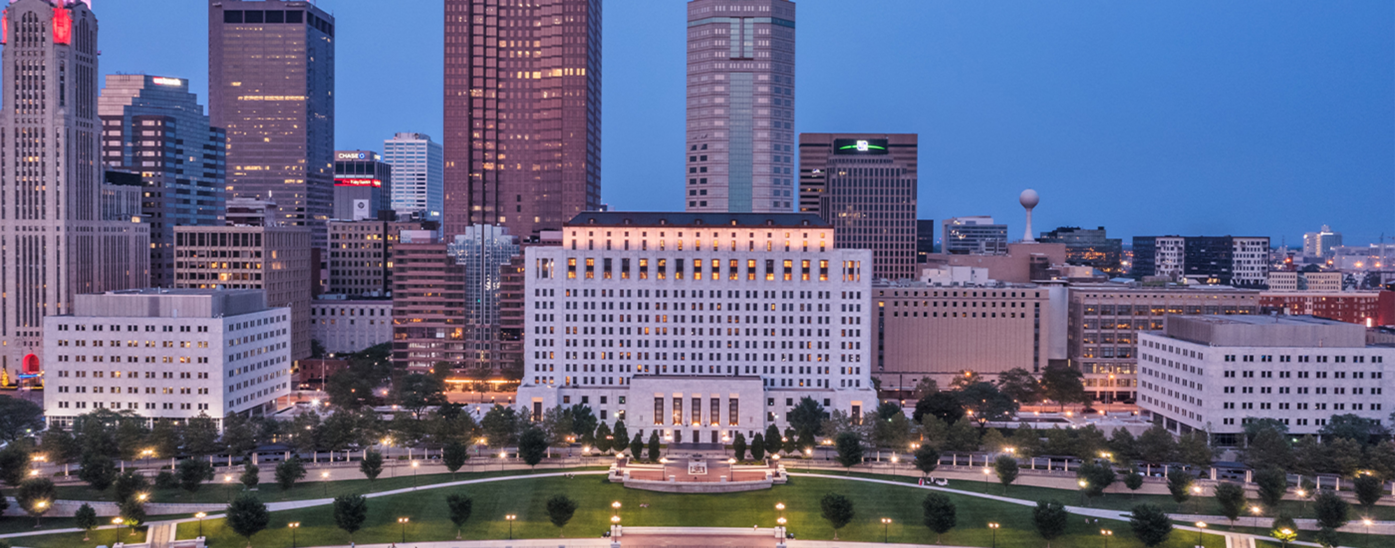 Exterior shot of the Ohio Supreme Court in Columbus, Ohio