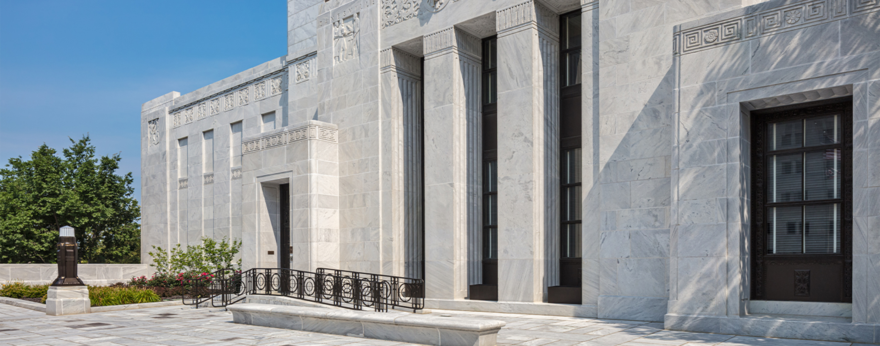 The Ohio Supreme Court exterior and plaza including newly restored bronze handrails.