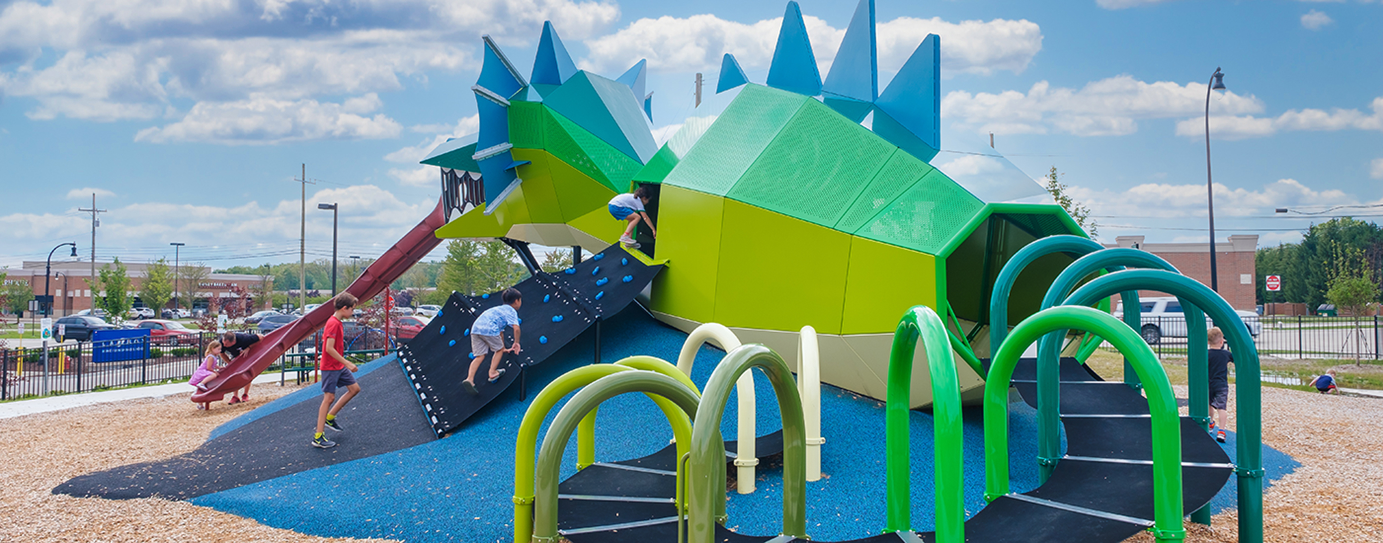 Dragon themed pocket park located in Lake Orion, MI