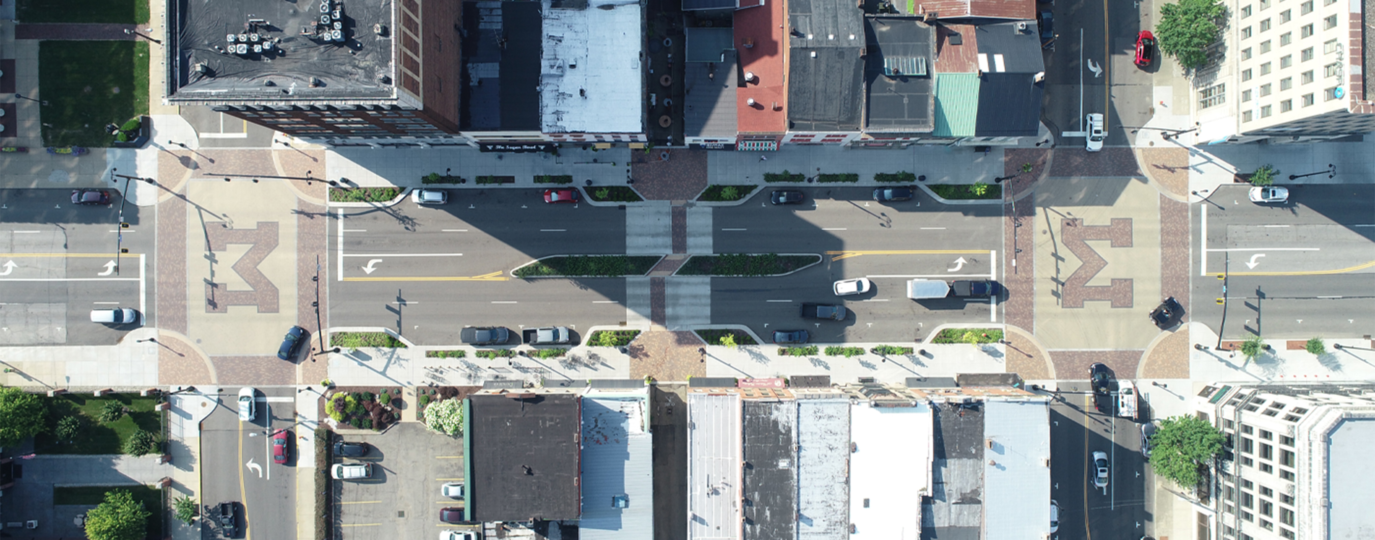 Birdseye view of the newly renovated Lincoln Way corridor in downtown Massillon, Ohio