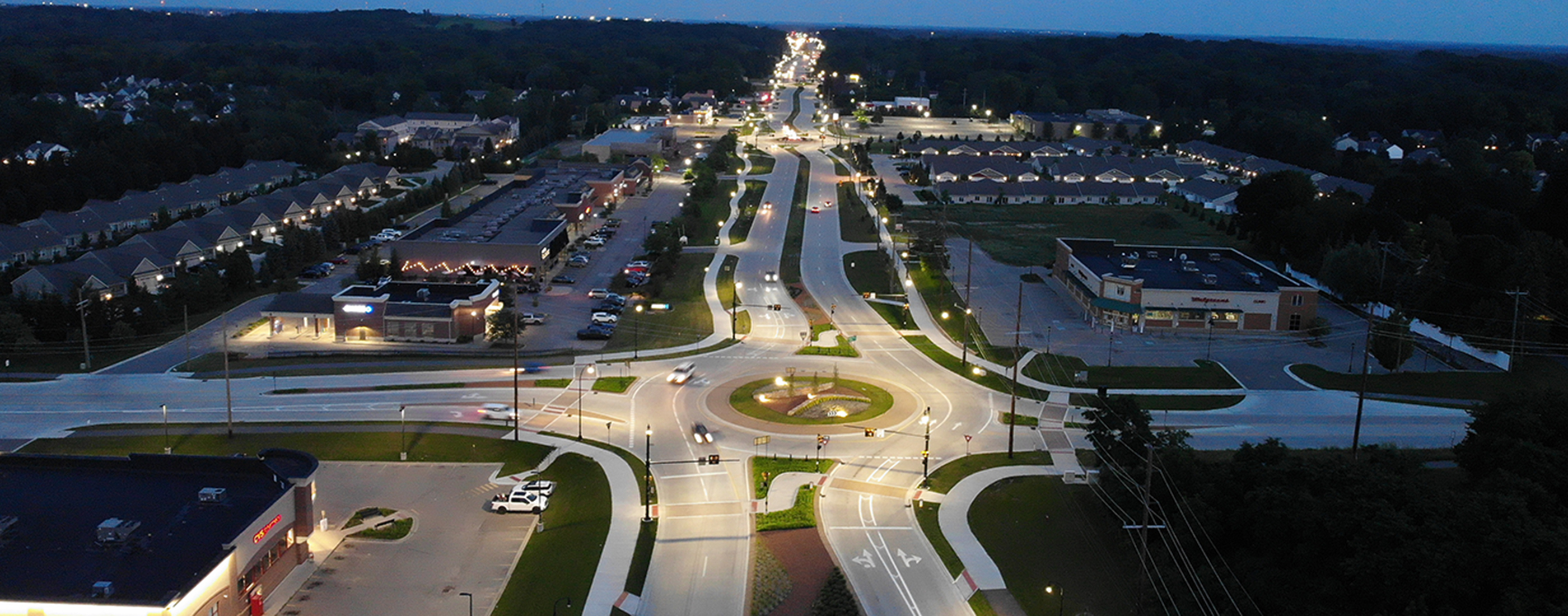 Baldwin Road roundabout at Maybee Road in Lake Orion, MI