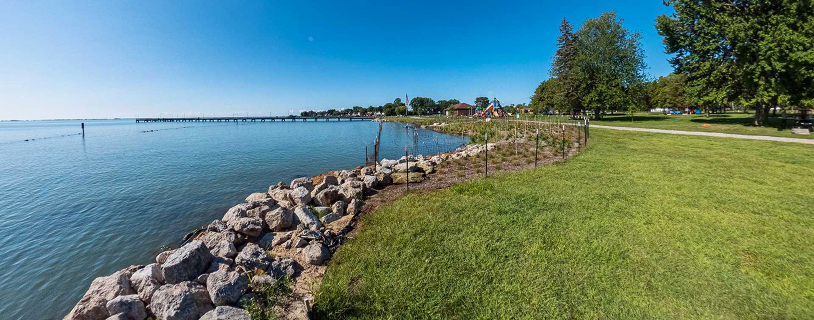 The newly restored Brandenburg Park shoreline in Chesterfield Township, MI