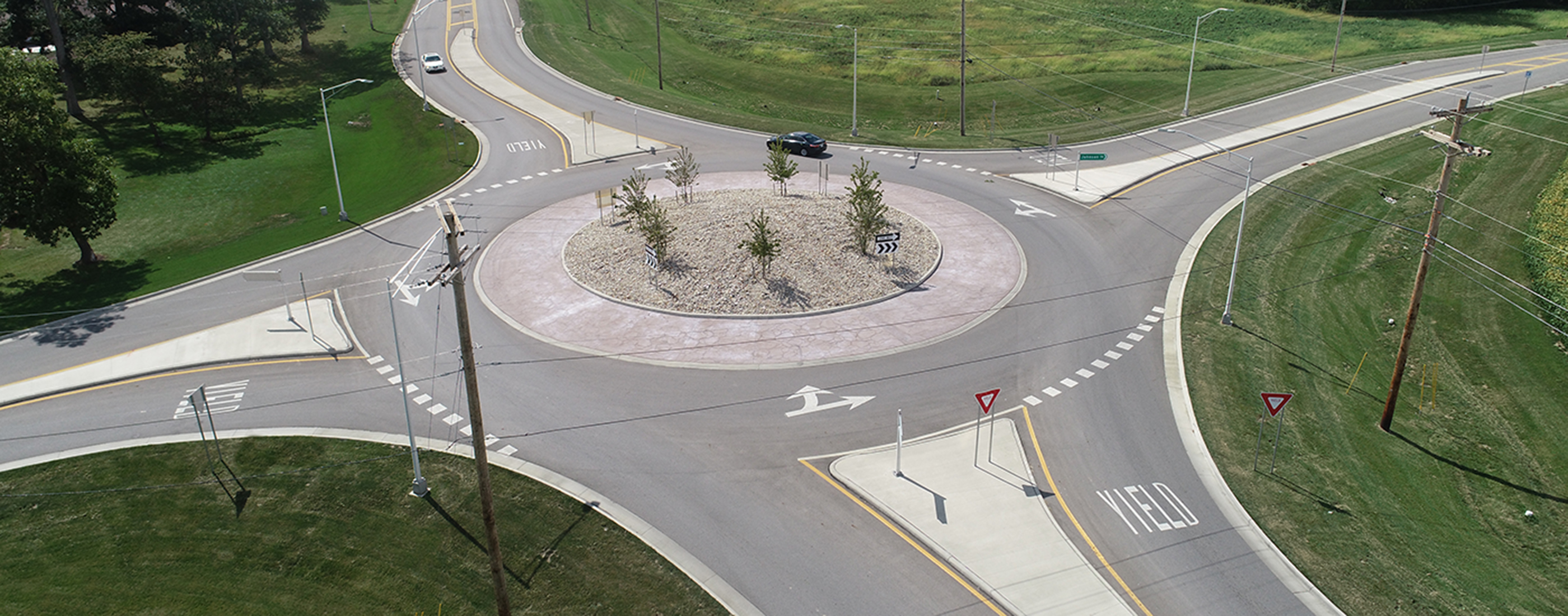 The new single-lane roundabout at Norton and Johnson Road in Franklin County, OH