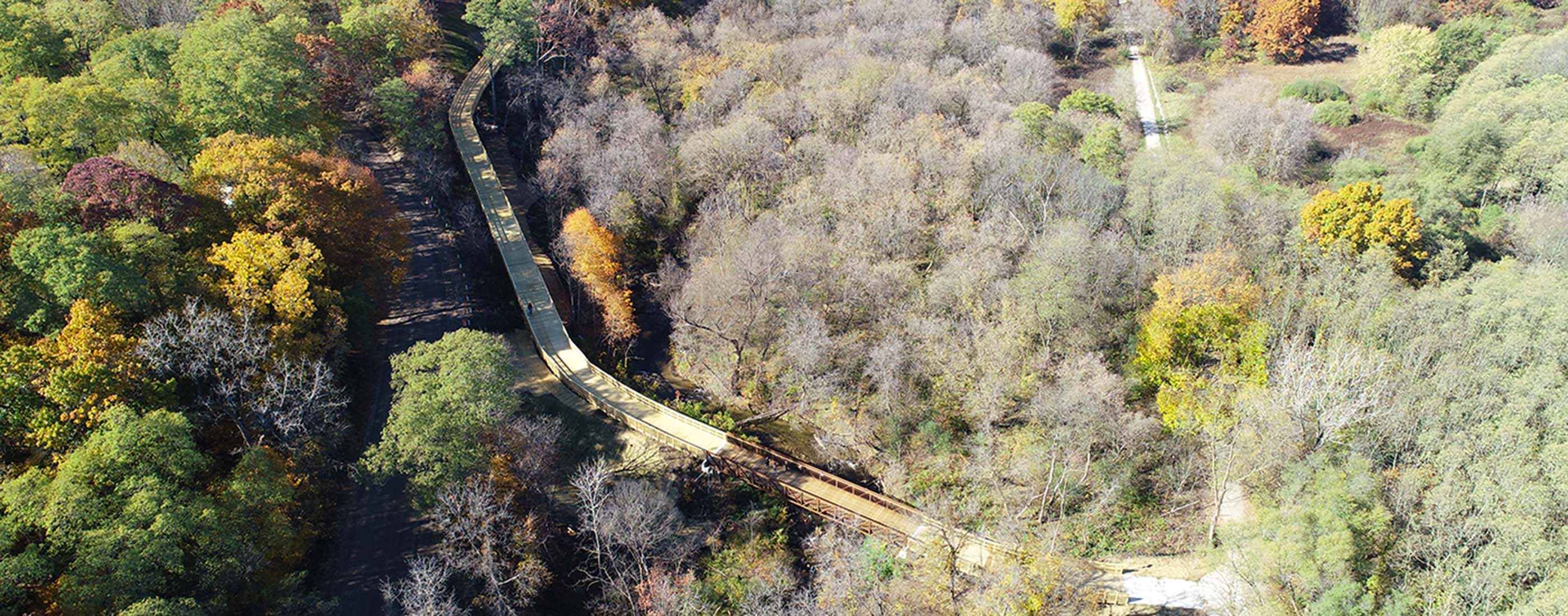 Aerial shot of Clarkston Road Regional Pathway