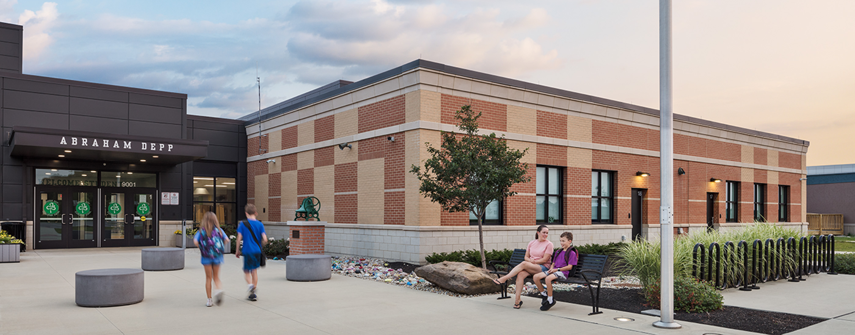 Entrance of Abraham Depp Elementary School in Dublin, Ohio