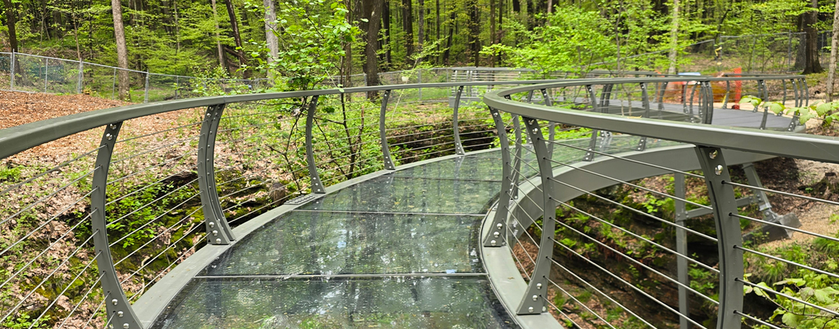 Glass bridge at Nelson-Kennedy Ledges State Park