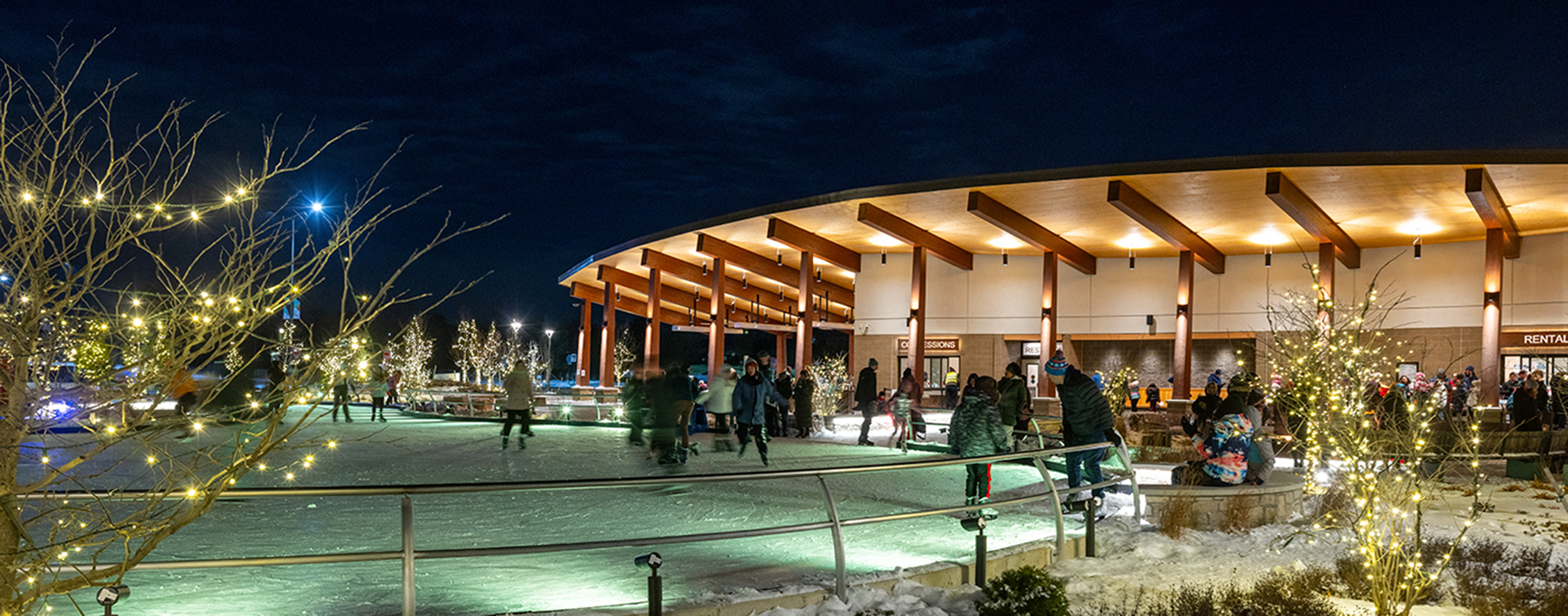 Skating ribbon at Jeanne Stine Park in Troy, Michigan.
