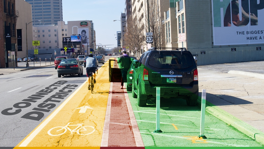 Bike lanes are included in the ASHE-honored downtown street conversion project.