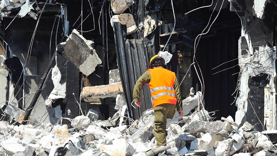 Emergency responder enters fallen structure