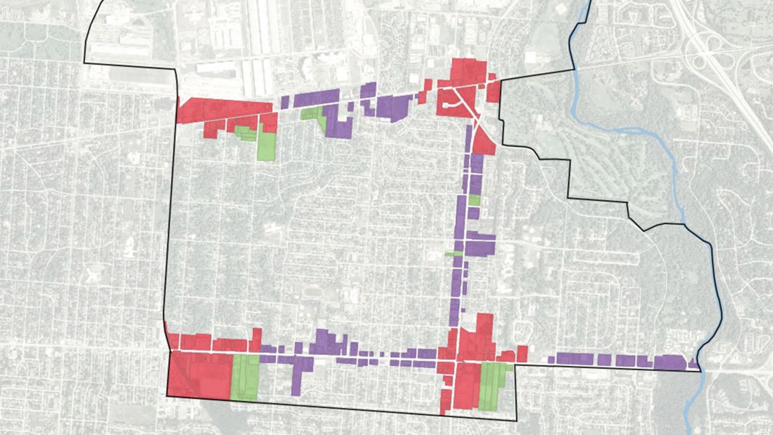 High intensity mixed use development at major nodes in the City of Columbus, Ohio.