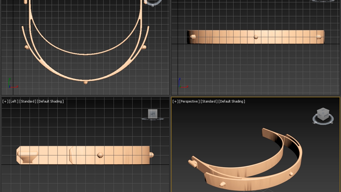 The CAD design model for the headband of the face shield.