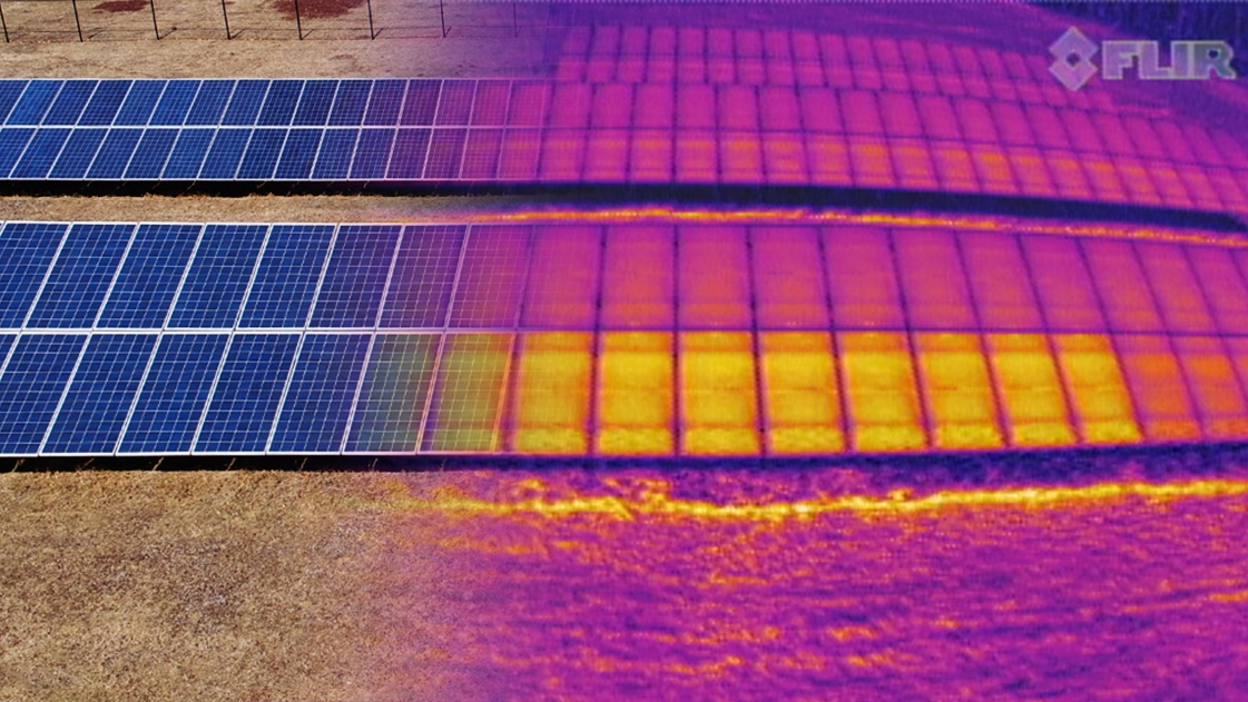 Drone technology can capture thermal imagery to analyze objects like solar panels.