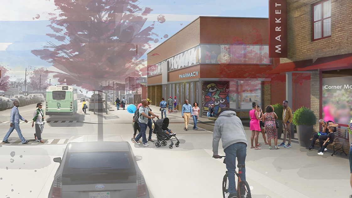 Rendering of the proposed East Warren Streetscape