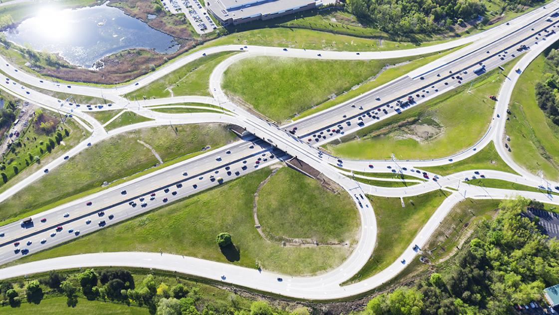 Michigan’s first diverging diamond interchange, designed by OHM Advisors.