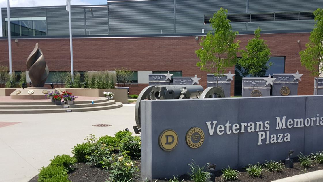 City of Delaware, Ohio, debuts Veterans Plaza, designed by OHM Advisors, during Memorial Day celebration.
