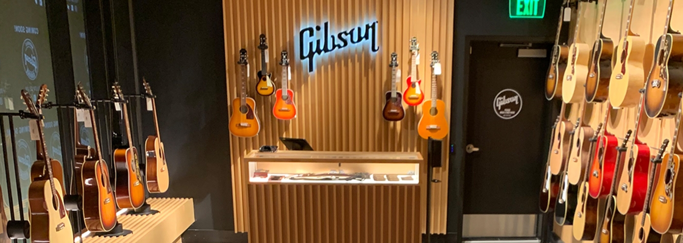 Interior shot of the new Gibson Garage store located in Nashville, Tennessee.