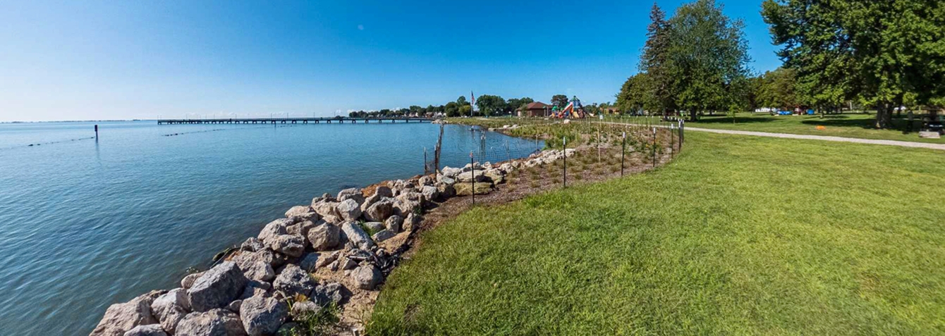 Newly restored Brandenburg Park Shoreline on Lake St. Clair