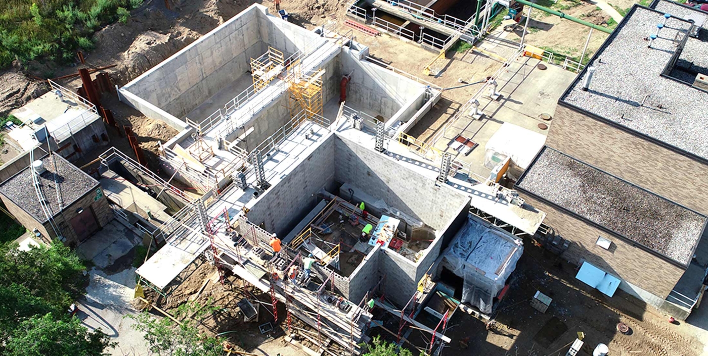 Construction of the Village of Milford's wastewater treatment plant.
