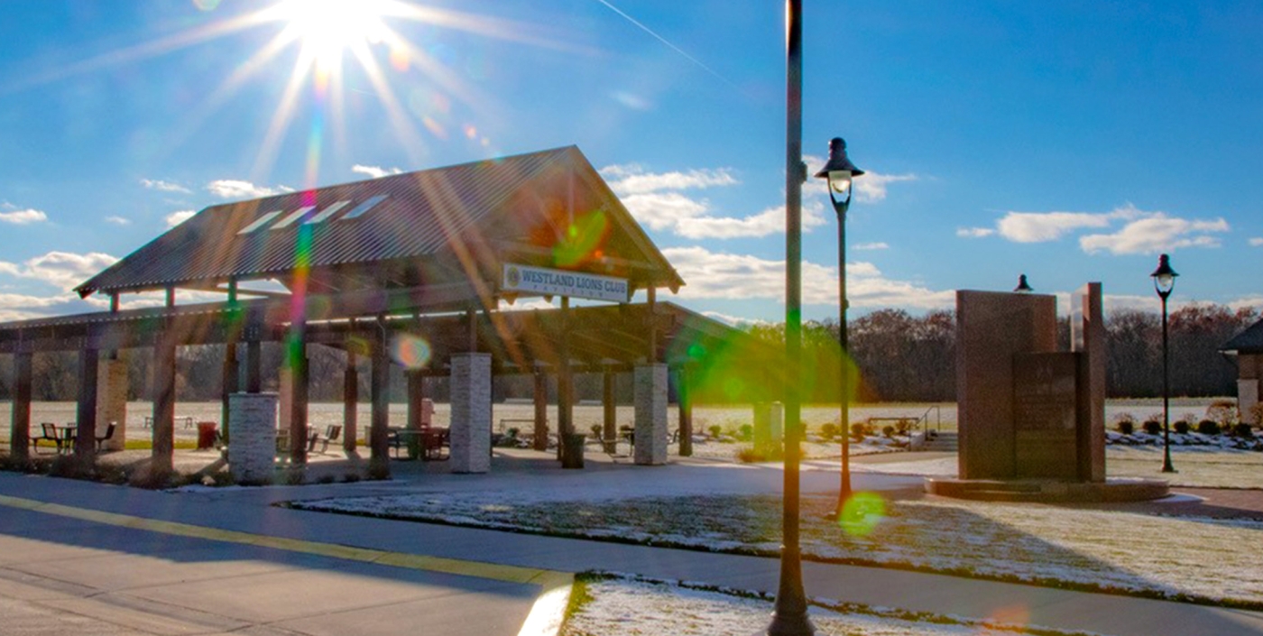 A picnic shelter in Westland, Michigan's Tattan Park.