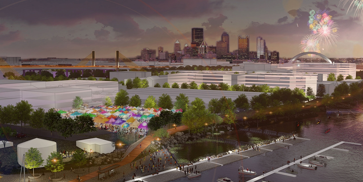 A re-imagined Manchester-Chateau neighborhood with fireworks.