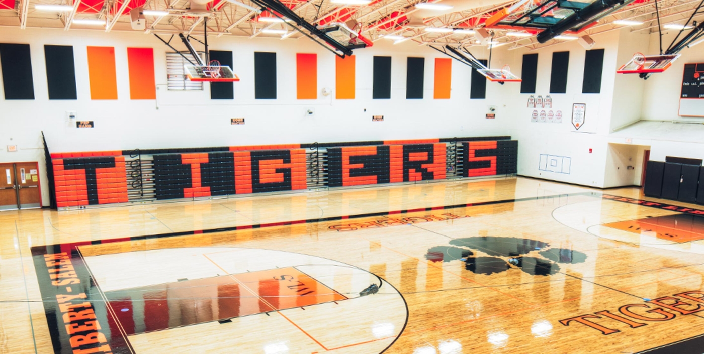 OHM Advisors helped re-design this gymnasium in West Liberty-Salem Local Schools.