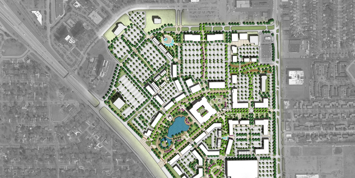 Redevelopment sketches created by OHM Advisors' Planning Team for the reimagined Northland Mall.
